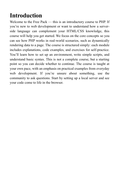 Introduction to a PHP "Free Pack"