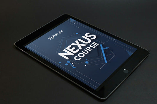 Tablet displaying 'Nexus Course' on a dark background