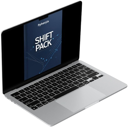 Laptop with 'Ppheryix' branding on a white background