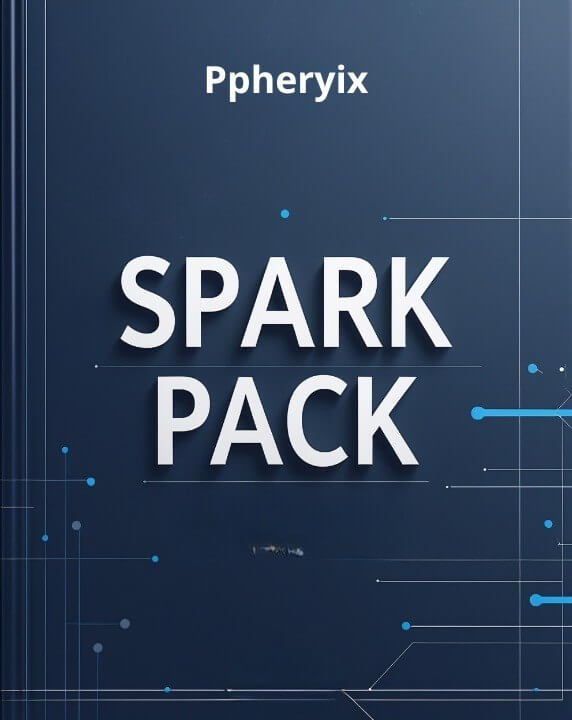 Ppheryix Spark Pack on a dark blue background with technical design elements