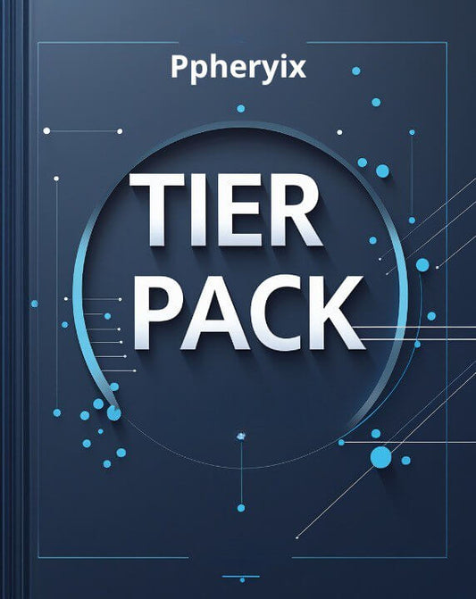 Ppheryix Tier Pack on a dark blue background with geometric designs